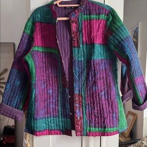 Colorful Patchwork Quilted Jacket Sz L